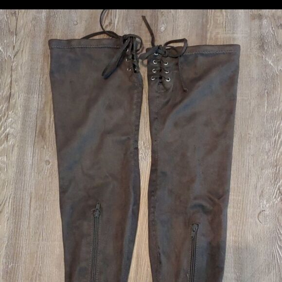 JustFab grey abbie flat over the knee boots Sz 7 - Picture 6 of 6